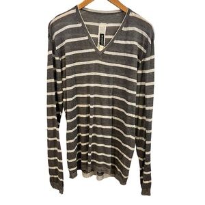 Transit Par Such Uomo V NECK SWEATER Knit Long Cardigan linen silk  STRIPE XL
